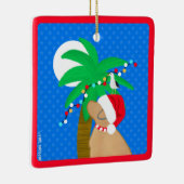 Moonlight Santa Yellow Dog Trimmen Palm Tree Keramisch Ornament (Rechts)