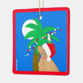 Moonlight Santa Yellow Dog Trimmen Palm Tree Keramisch Ornament (Links)