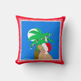 Moonlight Santa Yellow Dog Trimming Palm Tree Kussen