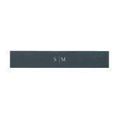Moonlight Sea Monogram Buikband – Midnight Blue Uitnodigingen Wikkel (Vlak)