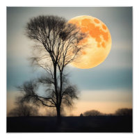 Moonlight Serenity: Volle Maan over kale boom