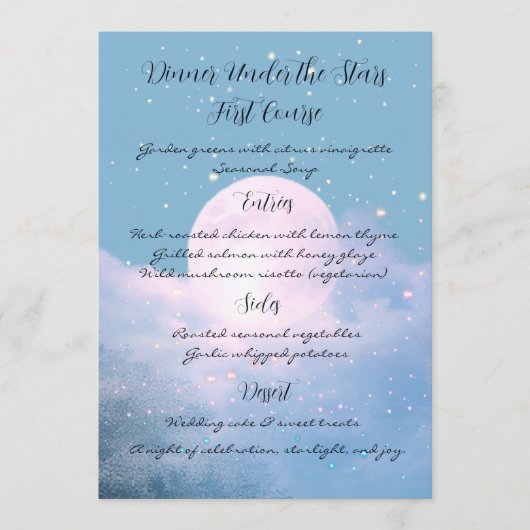 Moonlight Shimmer Atmosferische Trouwcollectie Menu (Voorkant)
