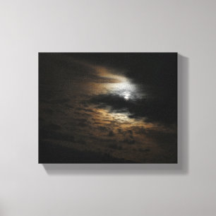 Moonlight Shining on Clouds Night Sky Foto Canvas Afdruk