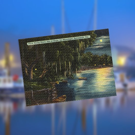 Moonlight Shore Isle of Hope Savannah GA retro Briefkaart