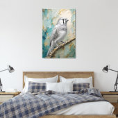 Moonlight Silver Finch – Luxe Metallic Impasto Canvas Afdruk (Insitu (Slaapkamer))