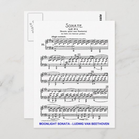 Moonlight-Sonata-Ludwig-Beethoven Briefkaart (Voorkant / Achterkant)