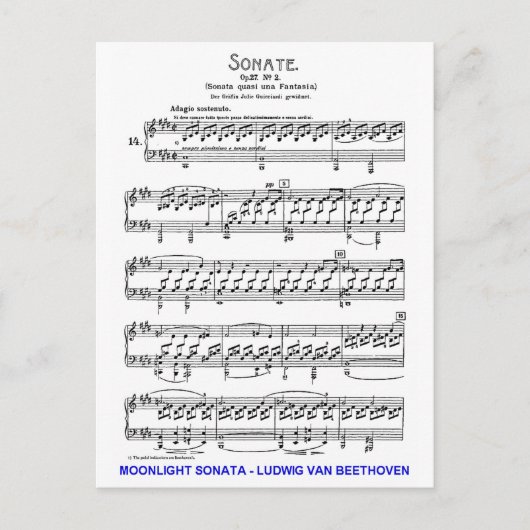 Moonlight-Sonata-Ludwig-Beethoven Briefkaart (Voorkant)