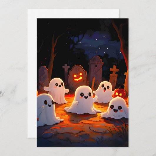 Moonlight Spooky Ghost Tales Feestdagenkaart (Voorkant / Achterkant)