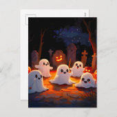 Moonlight Spooky Ghost Tales Feestdagenkaart (Voorkant / Achterkant)