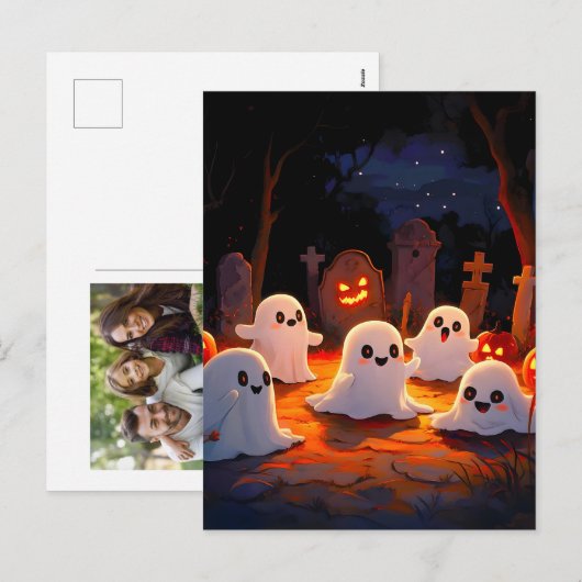 Moonlight Spooky Ghost Tales Feestdagenkaart (Voorkant / Achterkant)