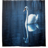 Moonlight Swan Reflectie Douchegordijn (Voorkant)