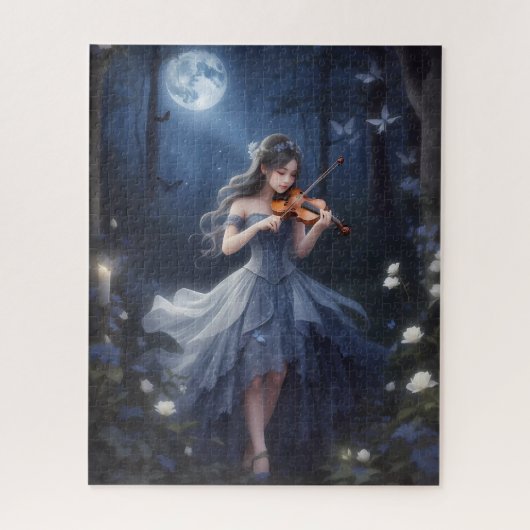 Moonlight Symphony - dromerige viool spelen meisje Legpuzzel (Verticaal)