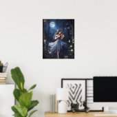 Moonlight Symphony - dromerige viool spelen meisje Poster (Thuiskantoor)
