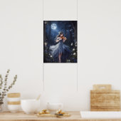Moonlight Symphony - dromerige viool spelen meisje Poster (Keuken)
