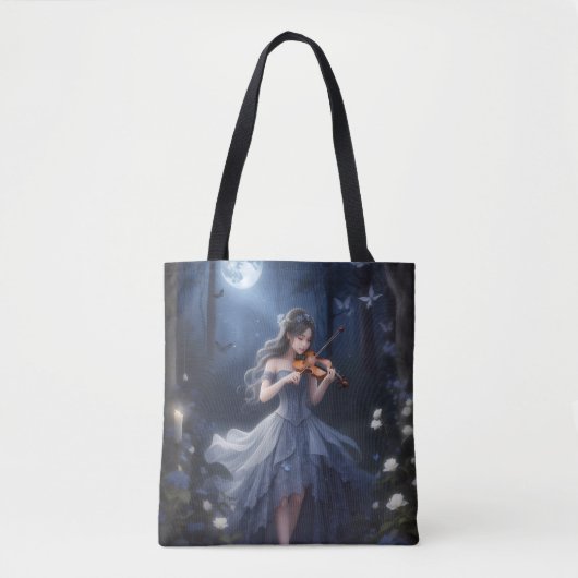 Moonlight Symphony - dromerige viool spelen meisje Tote Bag (Voorkant)