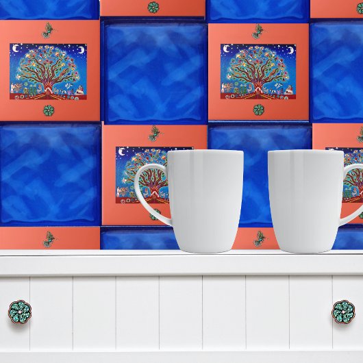 Moonlight Tree of Life Talavera Style Mexican Tegeltje