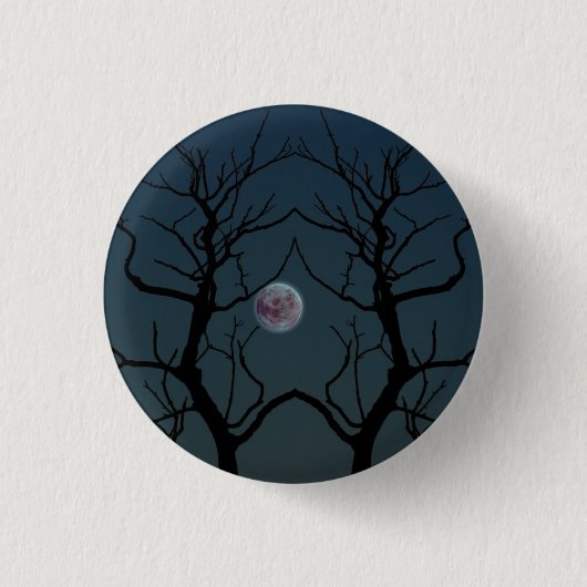 Moonlight Tree Silhouette Ronde Button 3,2 Cm (Voorkant)