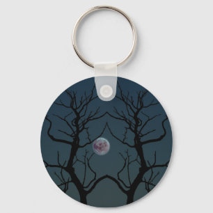Moonlight Tree Silhouette Sleutelhanger