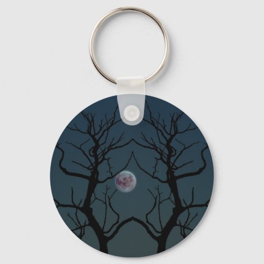 Moonlight Tree Silhouette Sleutelhanger (Voorkant)