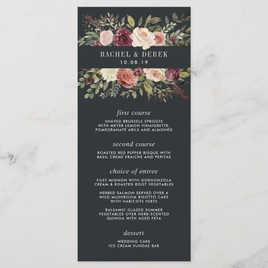 Moonlight Tuin Bruiloft Menu Kaart (Voorkant)