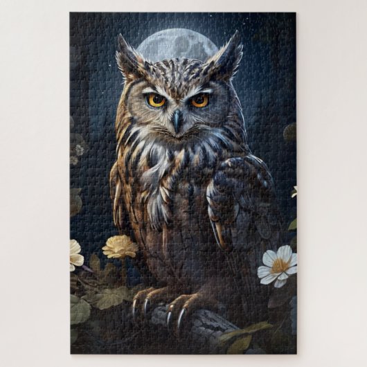 Moonlight Uil kijken over de duisternis Legpuzzel (Verticaal)