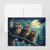 Moonlight Uilen Een Nachtelijke Serenade Briefkaart (Voorkant / Achterkant)