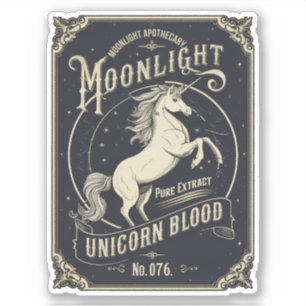 Moonlight Unicorn Blood Label Sticker