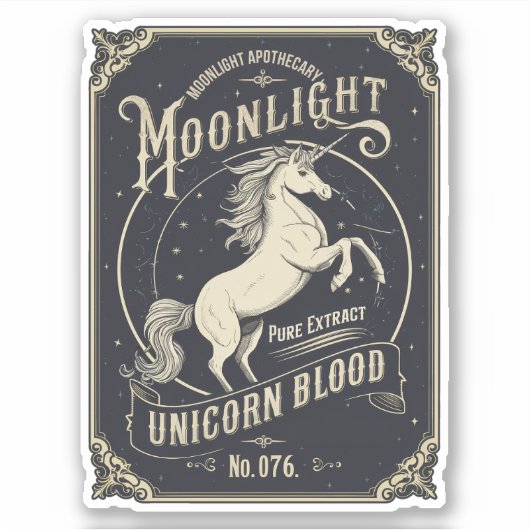 Moonlight Unicorn Blood Label Sticker (Voorkant)