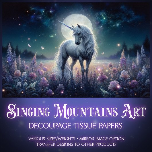 Moonlight Unicorn Dreams Decoupage  Tissuepapier
