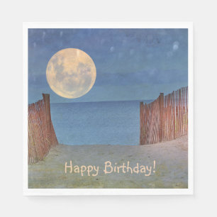 Moonlight van het Beach Birthday Paper Napkin Servet