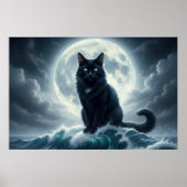 Moonlight Wave & Black Cat Poster (Voorkant)