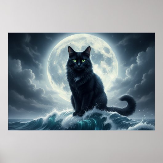 Moonlight Wave & Black Cat Poster (Voorkant)