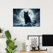 Moonlight Wave & Black Cat Poster (Thuiskantoor)