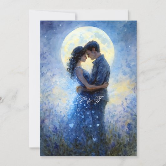 Moonlight Wedding Celestial Love Night Sky Theme Bedankkaart (Achterkant)