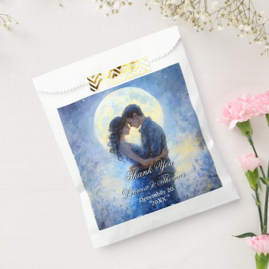 Moonlight Wedding Celestial Love Night Sky Theme Bedankzakje (Gezegeld)