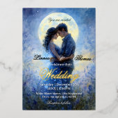 Moonlight Wedding Celestial Love Night Sky Theme Folie Uitnodiging (Voorkant)