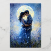 Moonlight Wedding Celestial Love Night Sky Theme Folie Uitnodiging (Achterkant)