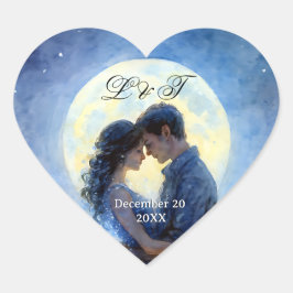 Moonlight Wedding Celestial Love Night Sky Theme Hart Sticker
