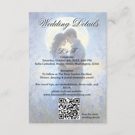 Moonlight Wedding Celestial Love Night Sky Theme Informatiekaartje (Voorkant)
