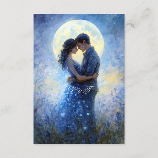 Moonlight Wedding Celestial Love Night Sky Theme Informatiekaartje (Achterkant)