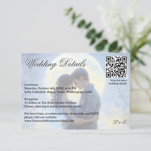 Moonlight Wedding Celestial Love Night Sky Theme Informatiekaartje (Staand voorkant)