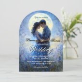 Moonlight Wedding Celestial Love Night Sky Theme Kaart (Staand voorkant)