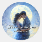 Moonlight Wedding Celestial Love Night Sky Theme Ronde Sticker (Voorkant)