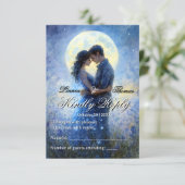 Moonlight Wedding Celestial Love Night Sky Theme RSVP Kaartje (Staand voorkant)
