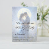 Moonlight Wedding Celestial Love Night Sky Theme RSVP Kaartje (Staand voorkant)