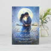 Moonlight Wedding Celestial Love Night Sky Theme Save The Date (Staand voorkant)