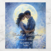 Moonlight Wedding Celestial Love Night Sky Theme Wijn Etiket (Enkel label)