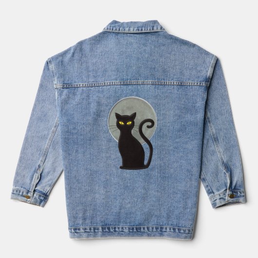 Moonlight Whiskers: Kat vertrouwd Denim Jacket (Achterkant)