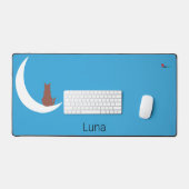 Moonlight Whiskers | Minimalist Cat & Moon Bureaumat (Keyboard & Muis)
