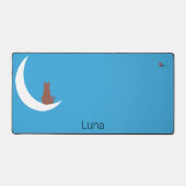 Moonlight Whiskers | Minimalist Cat & Moon Bureaumat (Voorkant)